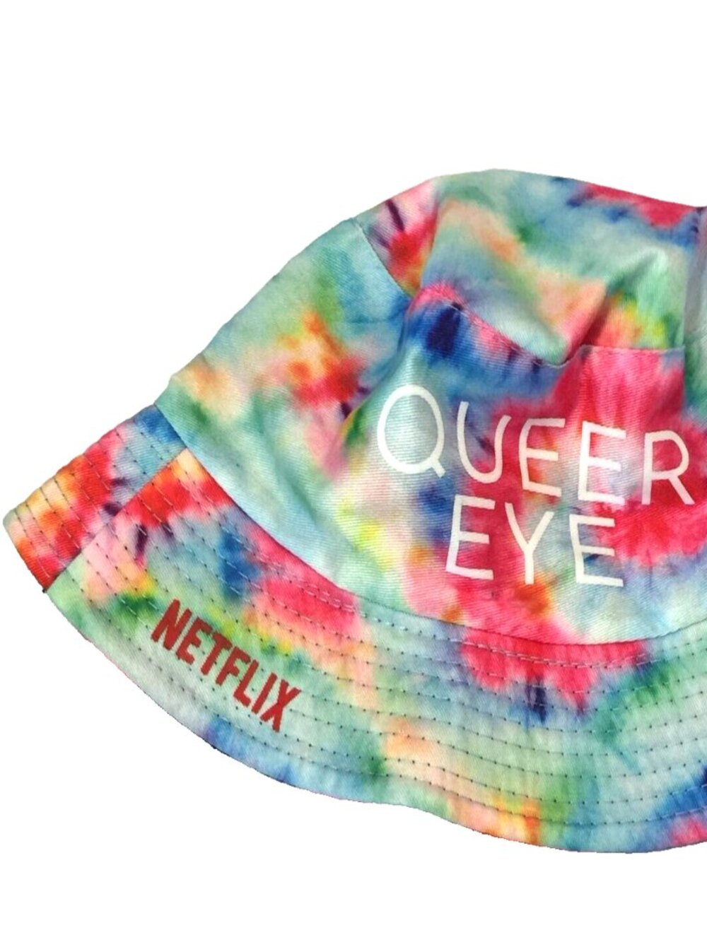 NETFLIX QUEER EYE BUCKET HAT MENS L XL REVERSIBLE TIE DYE SOLID BLACK 23.5"